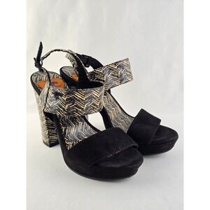 Rocket Dog Women's Chevron Platform Block Heel Slingback Sandals Black 6.5